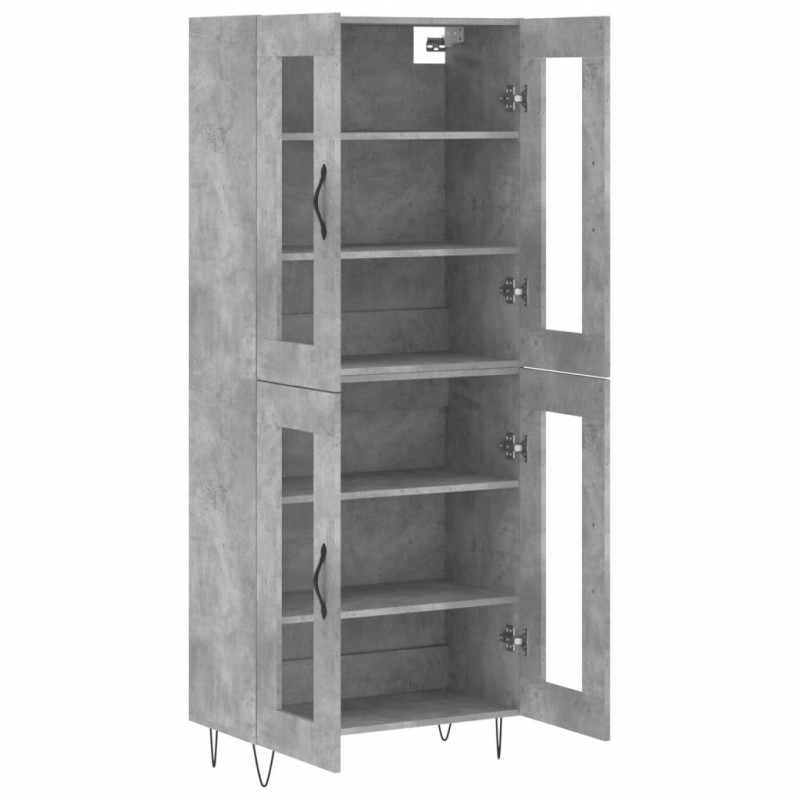 Witrynka, szarość betonu 69,5x34x180 cm materiał drewnopochodny