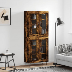 Witrynka przydymiony dąb 69,5x34x180 cm materiał drewnopochodny