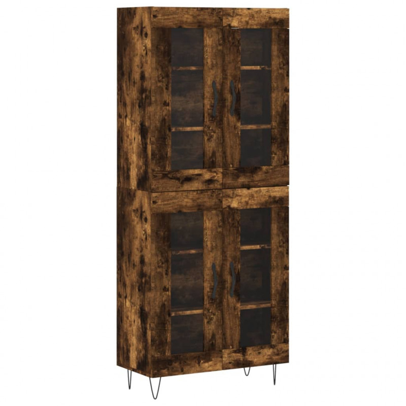 Witrynka przydymiony dąb 69,5x34x180 cm materiał drewnopochodny