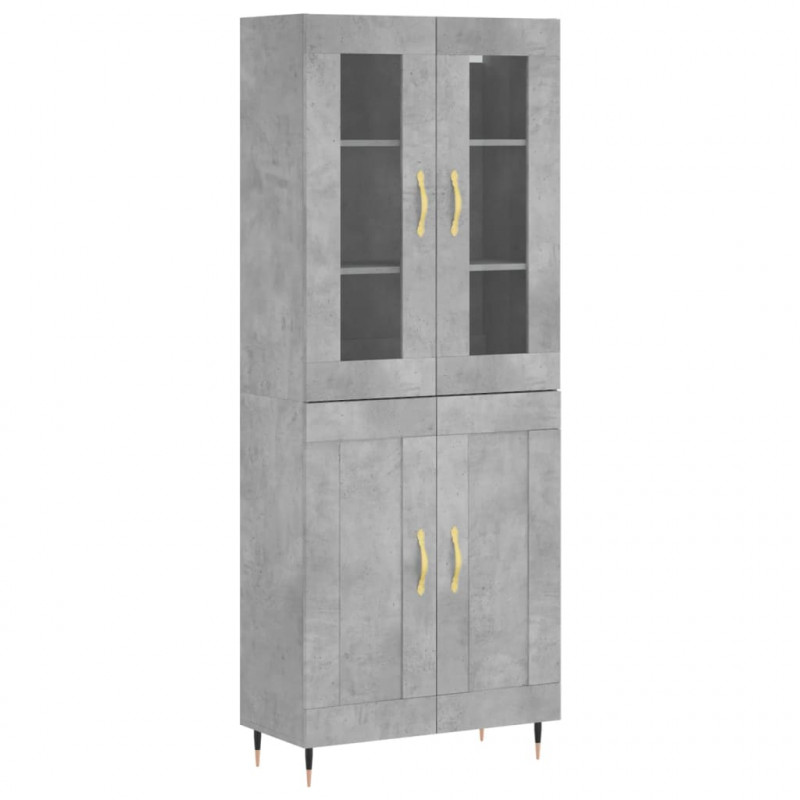 Witrynka, szarość betonu 69,5x34x180 cm materiał drewnopochodny
