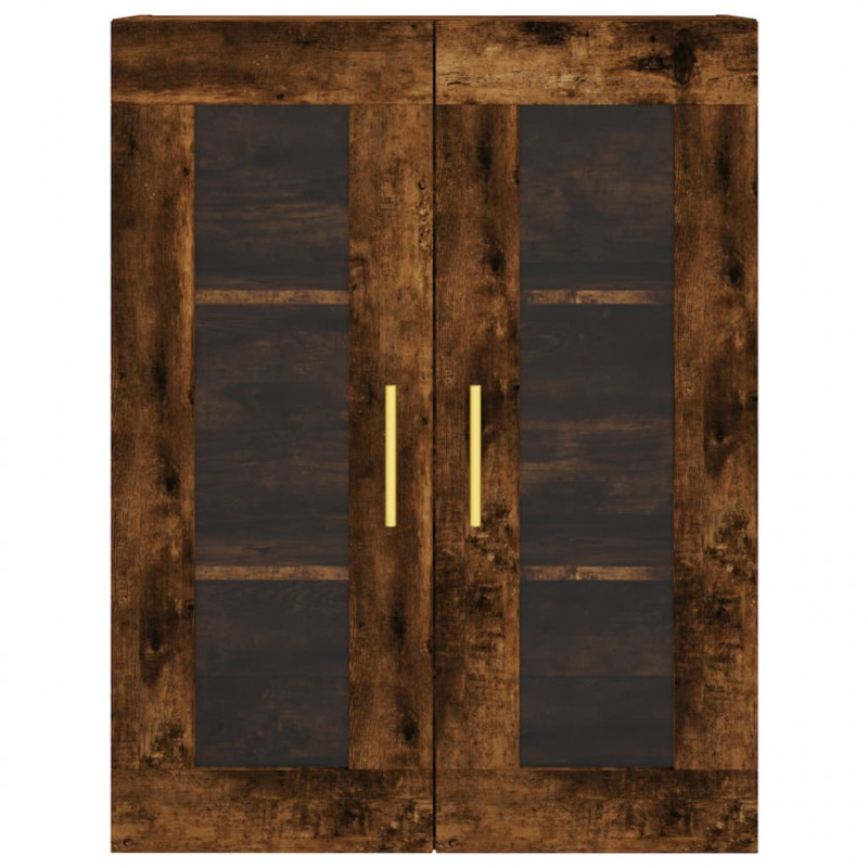 Witrynka przydymiony dąb 69,5x34x180 cm materiał drewnopochodny