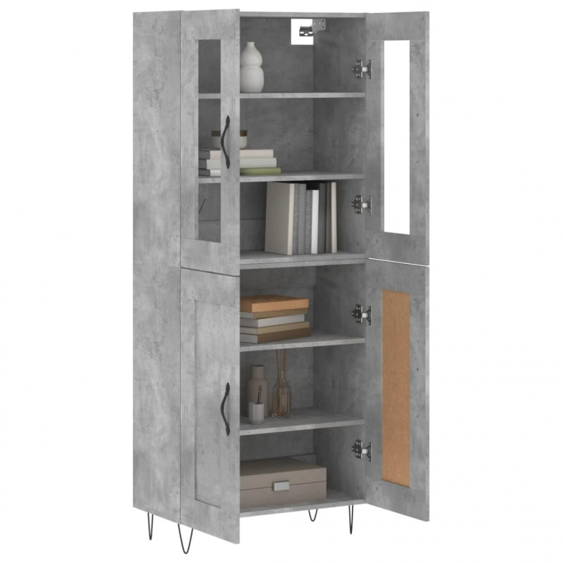 Witrynka, szarość betonu 69,5x34x180 cm materiał drewnopochodny