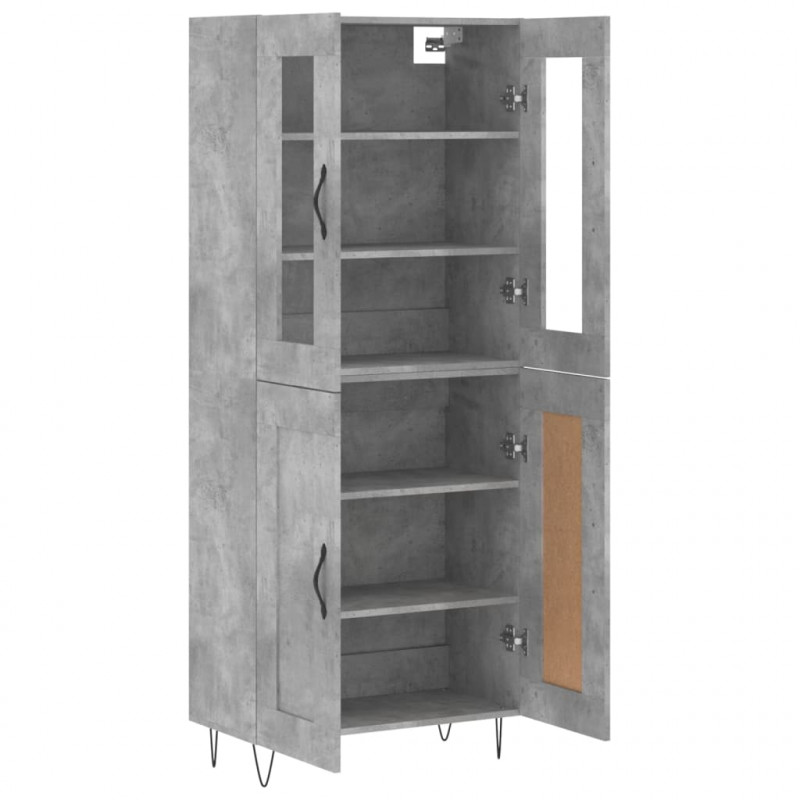Witrynka, szarość betonu 69,5x34x180 cm materiał drewnopochodny
