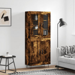Witrynka przydymiony dąb 69,5x34x180 cm materiał drewnopochodny