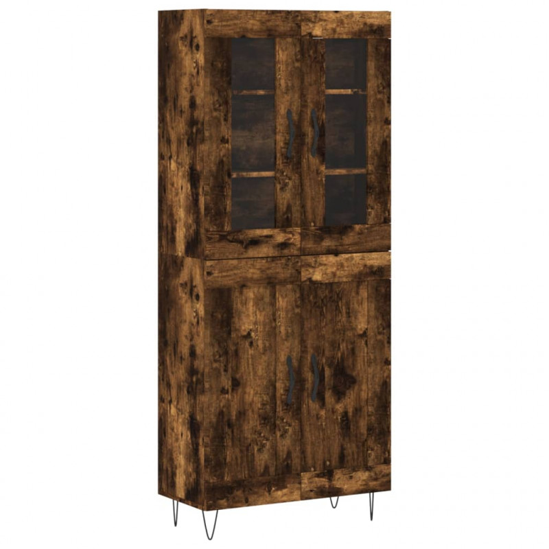 Witrynka przydymiony dąb 69,5x34x180 cm materiał drewnopochodny