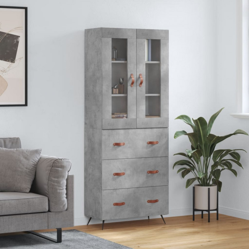 Witrynka, szarość betonu 69,5x34x180 cm materiał drewnopochodny