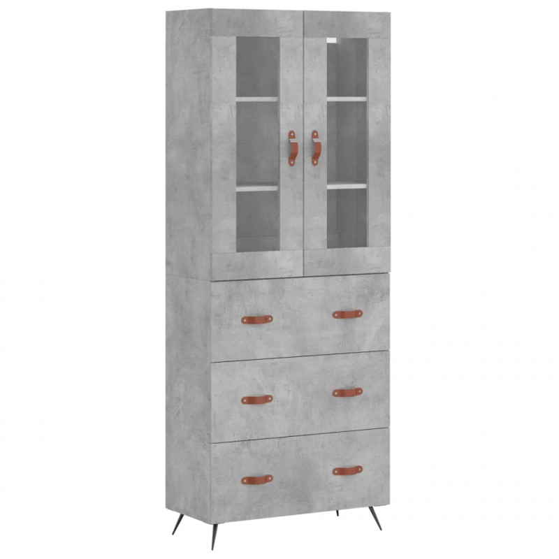 Witrynka, szarość betonu 69,5x34x180 cm materiał drewnopochodny