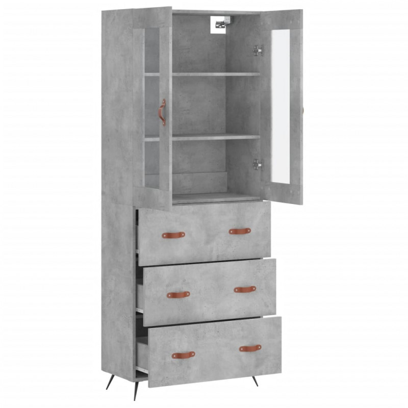 Witrynka, szarość betonu 69,5x34x180 cm materiał drewnopochodny