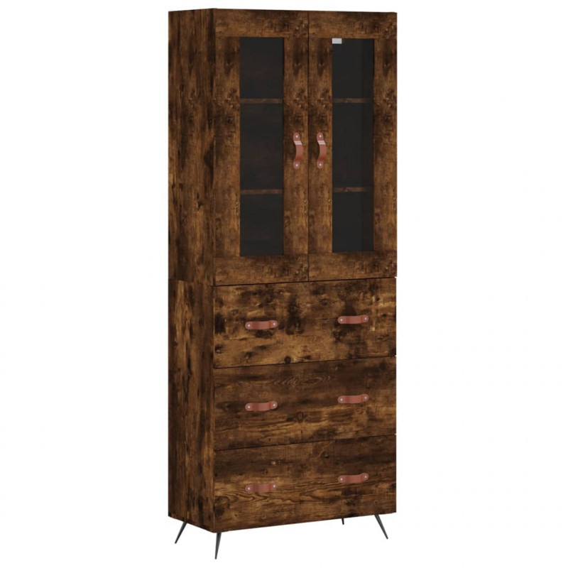 Witrynka przydymiony dąb 69,5x34x180 cm materiał drewnopochodny