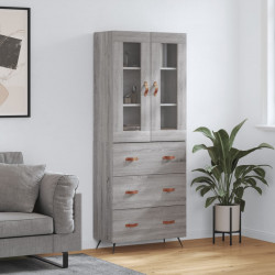 Witrynka szary dąb sonoma 69,5x34x180cm materiał drewnopochodny