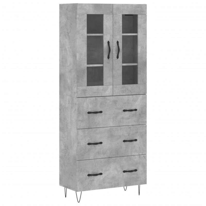 Witrynka, szarość betonu 69,5x34x180 cm materiał drewnopochodny