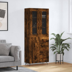 Witrynka przydymiony dąb 69,5x34x180 cm materiał drewnopochodny