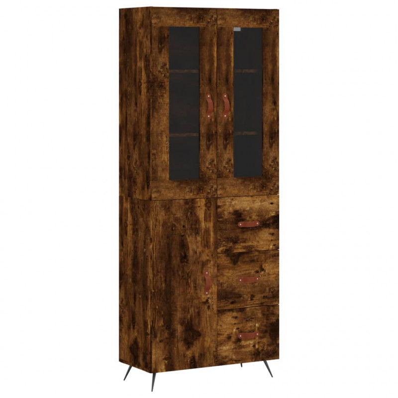 Witrynka przydymiony dąb 69,5x34x180 cm materiał drewnopochodny