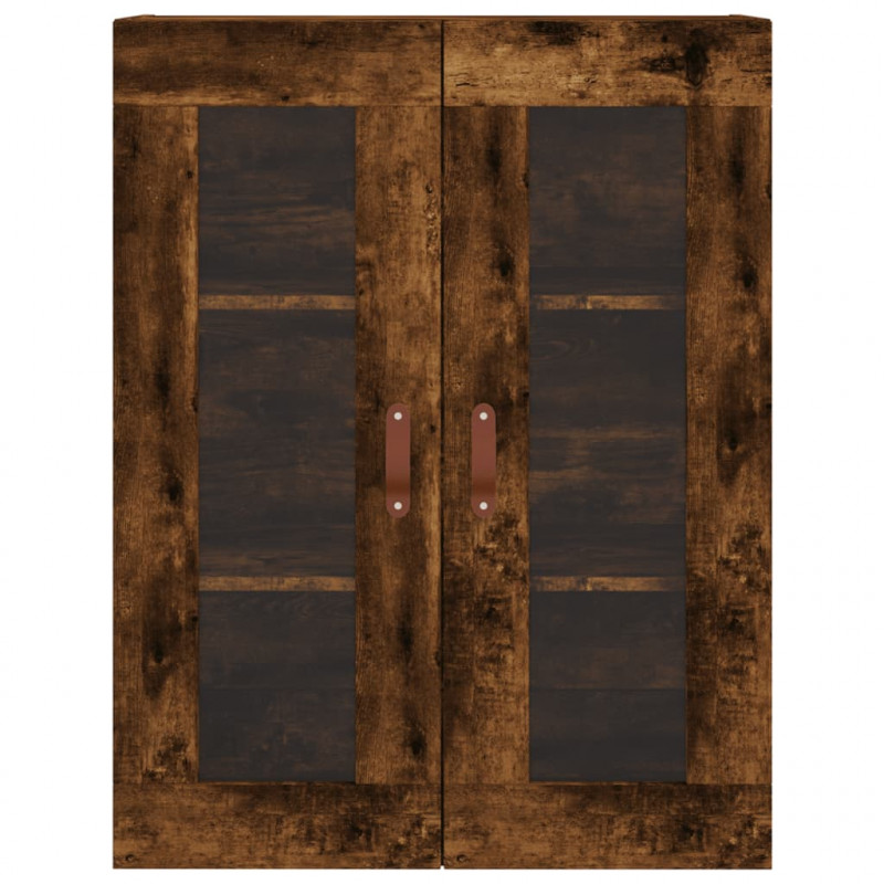 Witrynka przydymiony dąb 69,5x34x180 cm materiał drewnopochodny