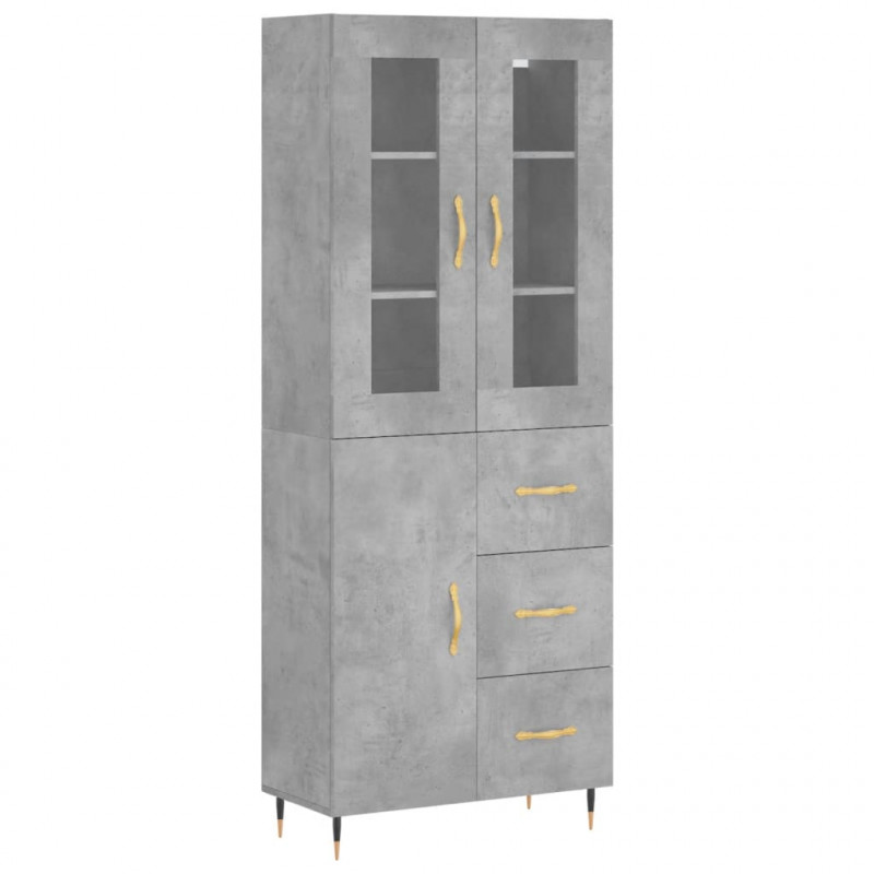 Witrynka, szarość betonu 69,5x34x180 cm materiał drewnopochodny