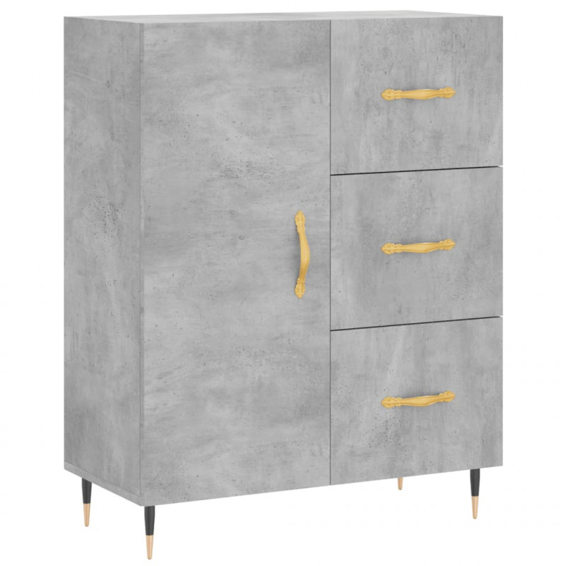 Witrynka, szarość betonu 69,5x34x180 cm materiał drewnopochodny