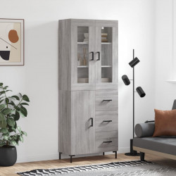 Witrynka szary dąb sonoma 69,5x34x180cm materiał drewnopochodny