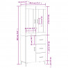 Witrynka szary dąb sonoma 69,5x34x180cm materiał drewnopochodny