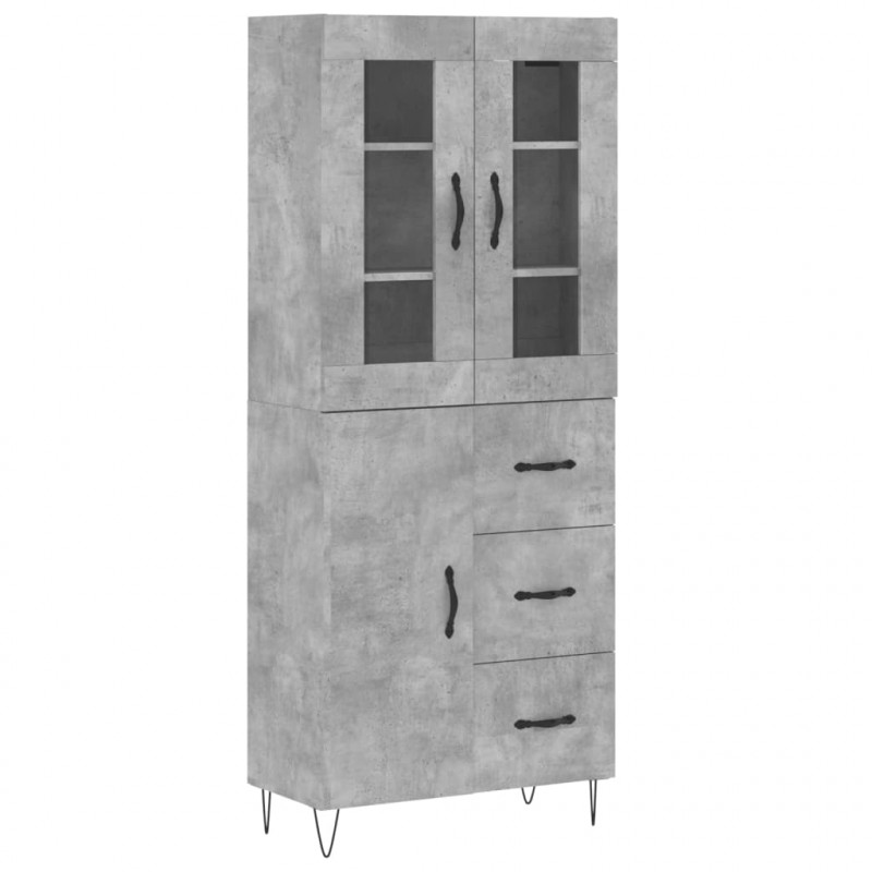 Witrynka, szarość betonu 69,5x34x180 cm materiał drewnopochodny