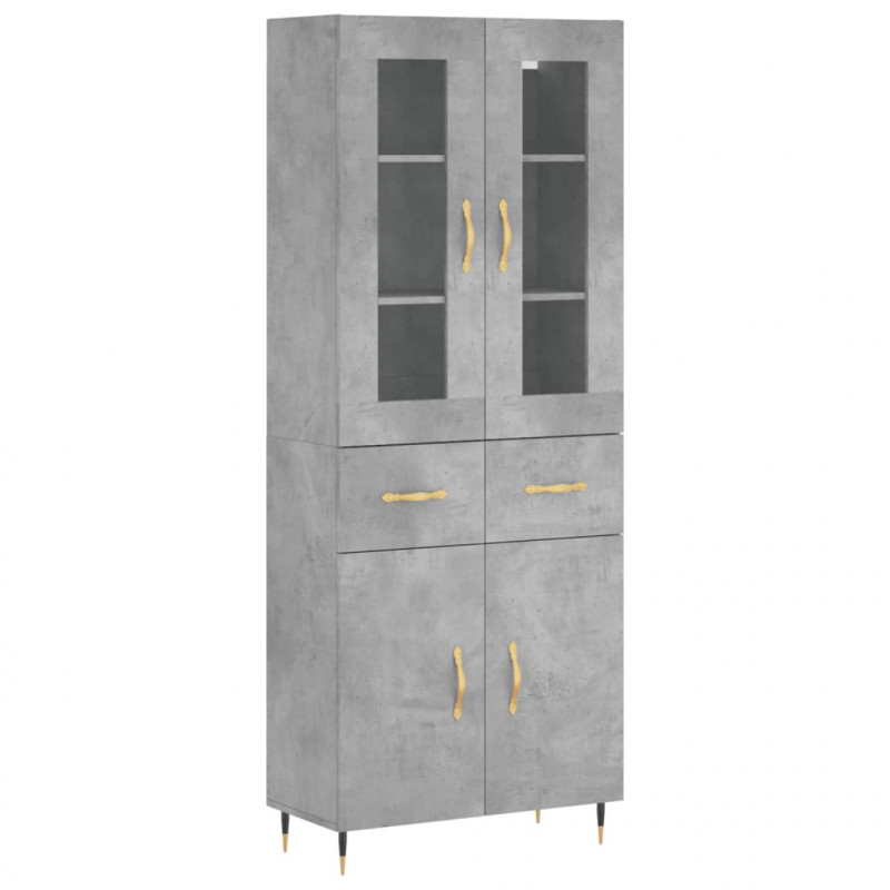 Witrynka, szarość betonu 69,5x34x180 cm materiał drewnopochodny