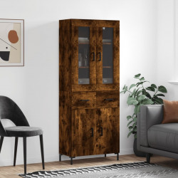 Witrynka przydymiony dąb 69,5x34x180 cm materiał drewnopochodny