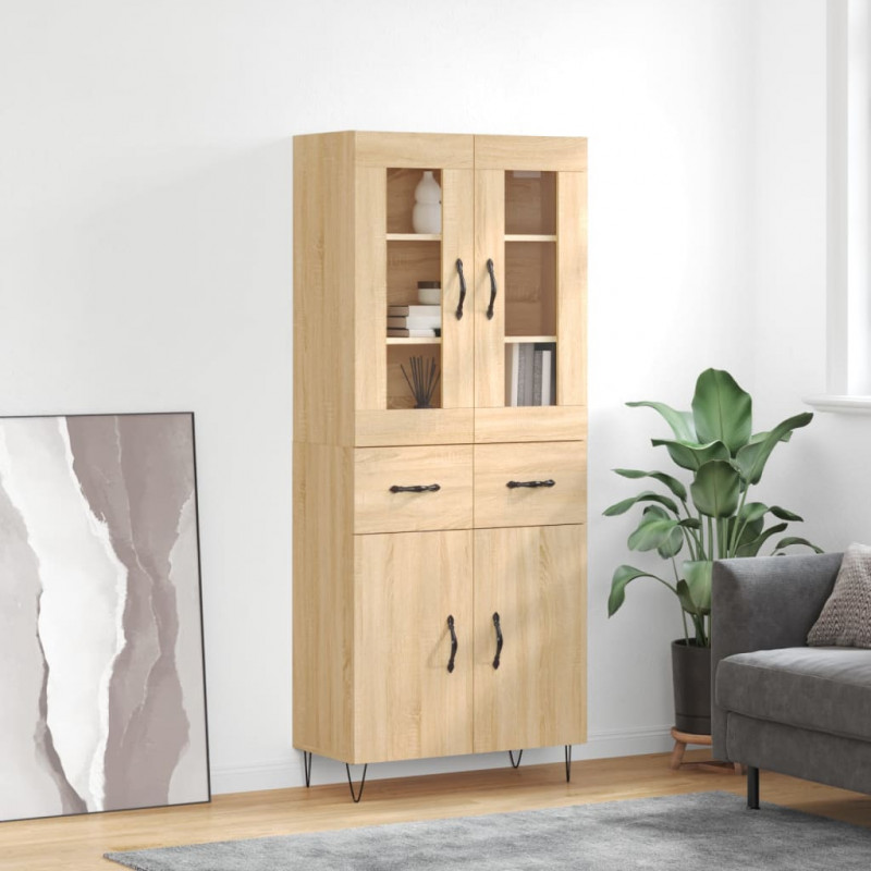 Witrynka, dąb sonoma, 69,5x34x180 cm, materiał drewnopochodny