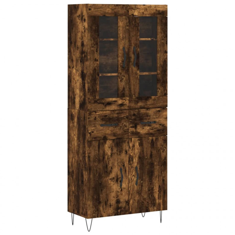 Witrynka przydymiony dąb 69,5x34x180 cm materiał drewnopochodny