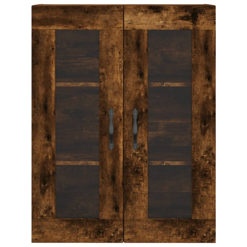 Witrynka przydymiony dąb 69,5x34x180 cm materiał drewnopochodny