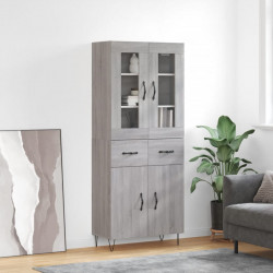 Witrynka szary dąb sonoma 69,5x34x180cm materiał drewnopochodny