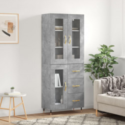 Witrynka, szarość betonu 69,5x34x180 cm materiał drewnopochodny