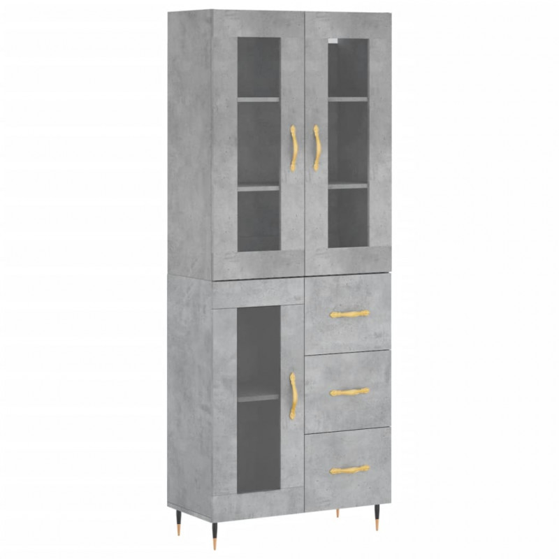 Witrynka, szarość betonu 69,5x34x180 cm materiał drewnopochodny