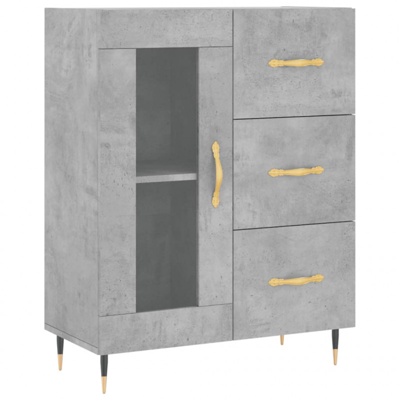 Witrynka, szarość betonu 69,5x34x180 cm materiał drewnopochodny