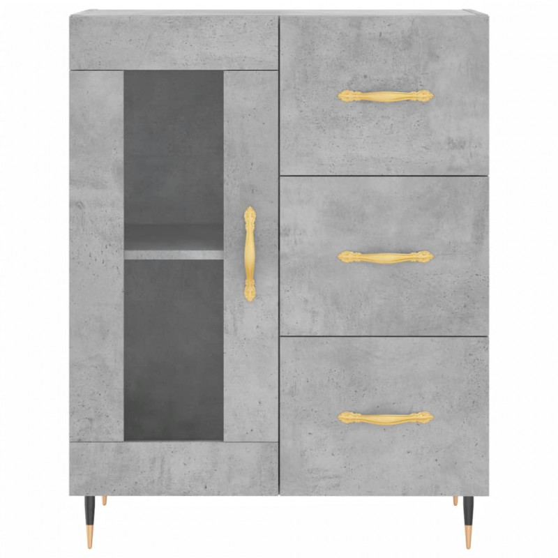 Witrynka, szarość betonu 69,5x34x180 cm materiał drewnopochodny