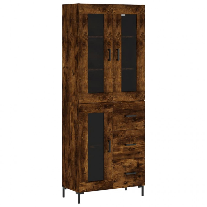 Witrynka przydymiony dąb 69,5x34x180 cm materiał drewnopochodny