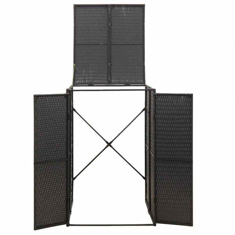 Osłona na kosz na śmieci, czarna, 70x80x117 cm, polirattan