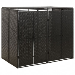 Osłona na 2 kosze na śmieci, czarna, 140x80x117 cm, polirattan
