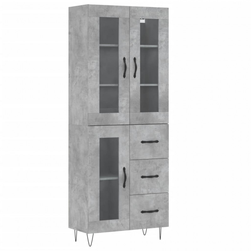 Witrynka, szarość betonu 69,5x34x180 cm materiał drewnopochodny
