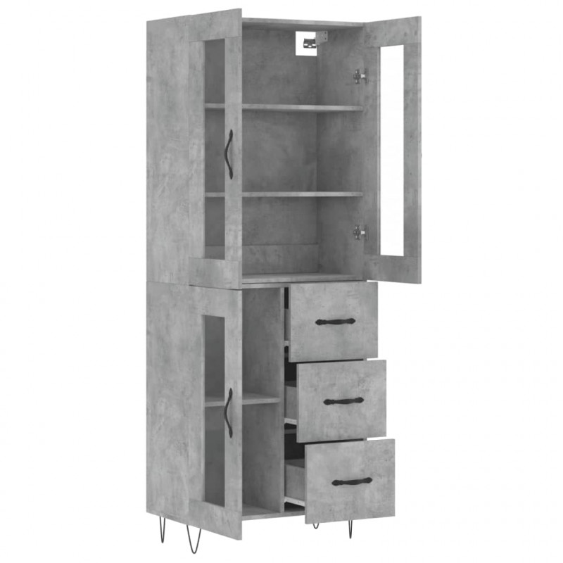 Witrynka, szarość betonu 69,5x34x180 cm materiał drewnopochodny