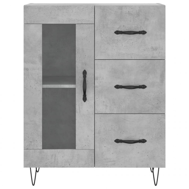Witrynka, szarość betonu 69,5x34x180 cm materiał drewnopochodny