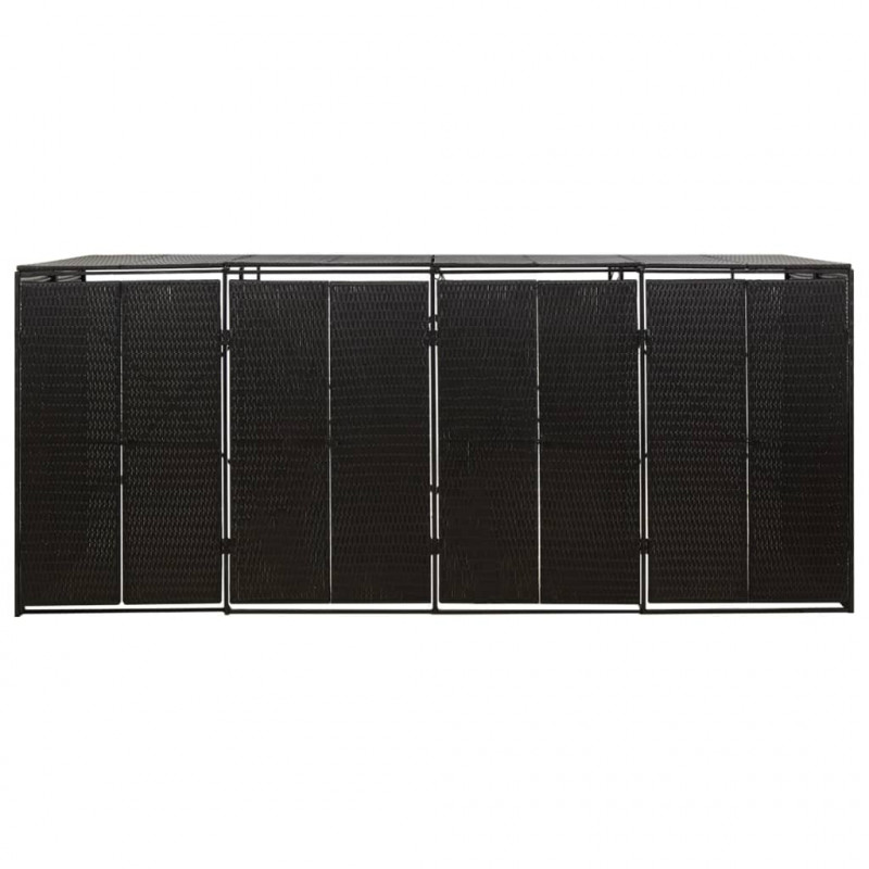 Osłona na 4 kosze na śmieci, czarna, 274x80x117 cm, polirattan