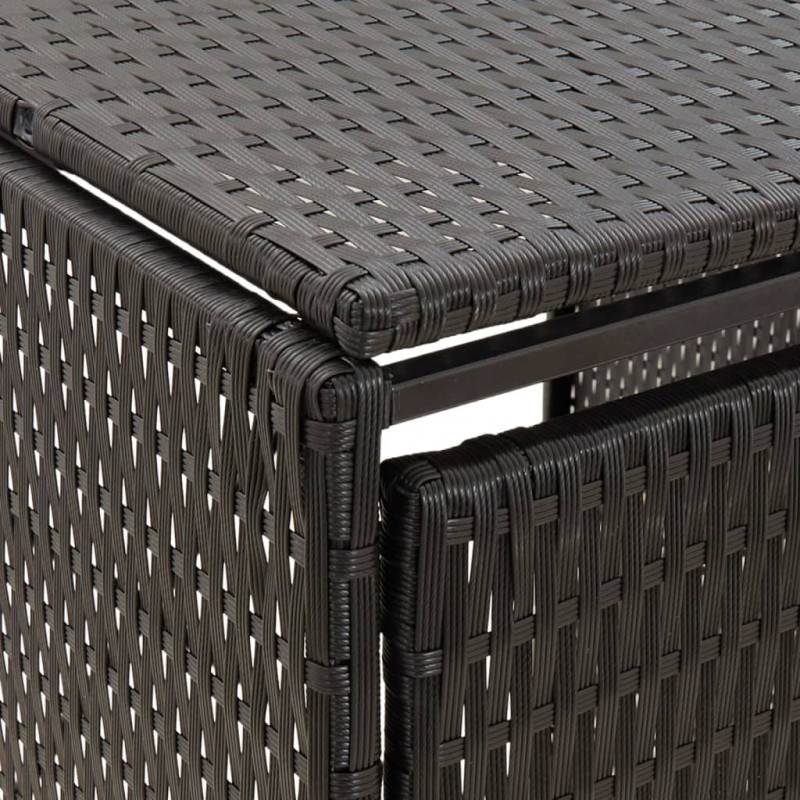 Osłona na 4 kosze na śmieci, czarna, 274x80x117 cm, polirattan