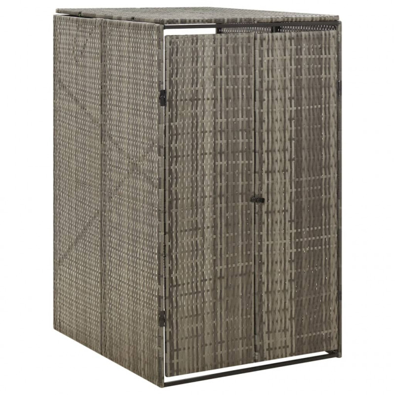 Osłona na kosz na śmieci, szara, 70x80x117 cm, polirattan