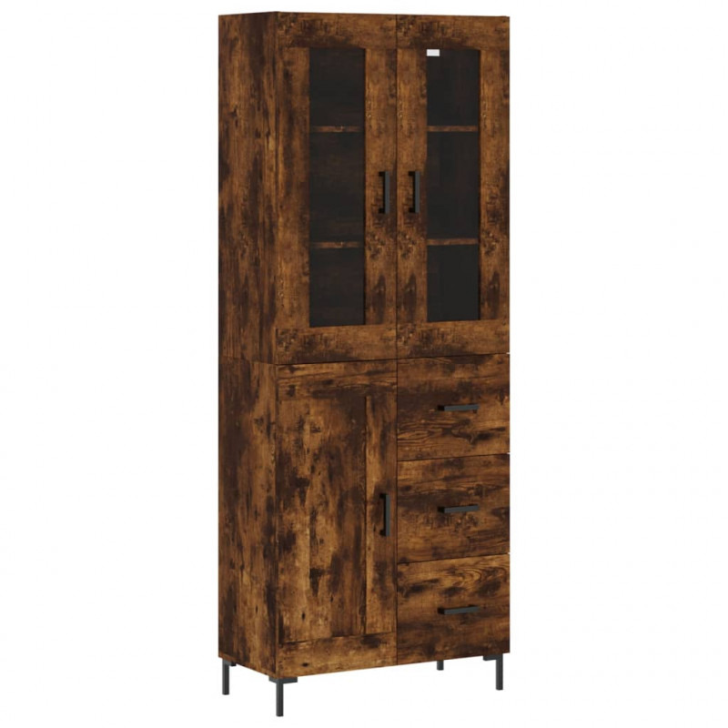 Witrynka przydymiony dąb 69,5x34x180 cm materiał drewnopochodny