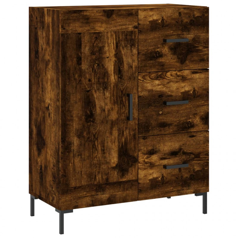 Witrynka przydymiony dąb 69,5x34x180 cm materiał drewnopochodny