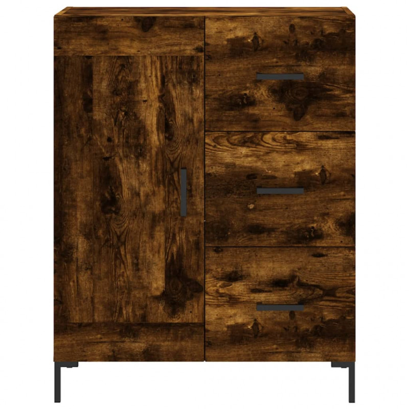 Witrynka przydymiony dąb 69,5x34x180 cm materiał drewnopochodny