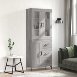 Witrynka szary dąb sonoma 69,5x34x180cm materiał drewnopochodny