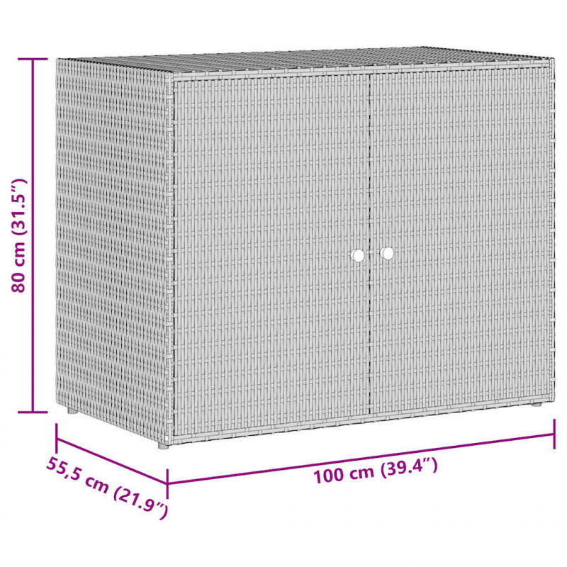 Szafka ogrodowa, czarna, 100x55,5x80 cm, rattan PE