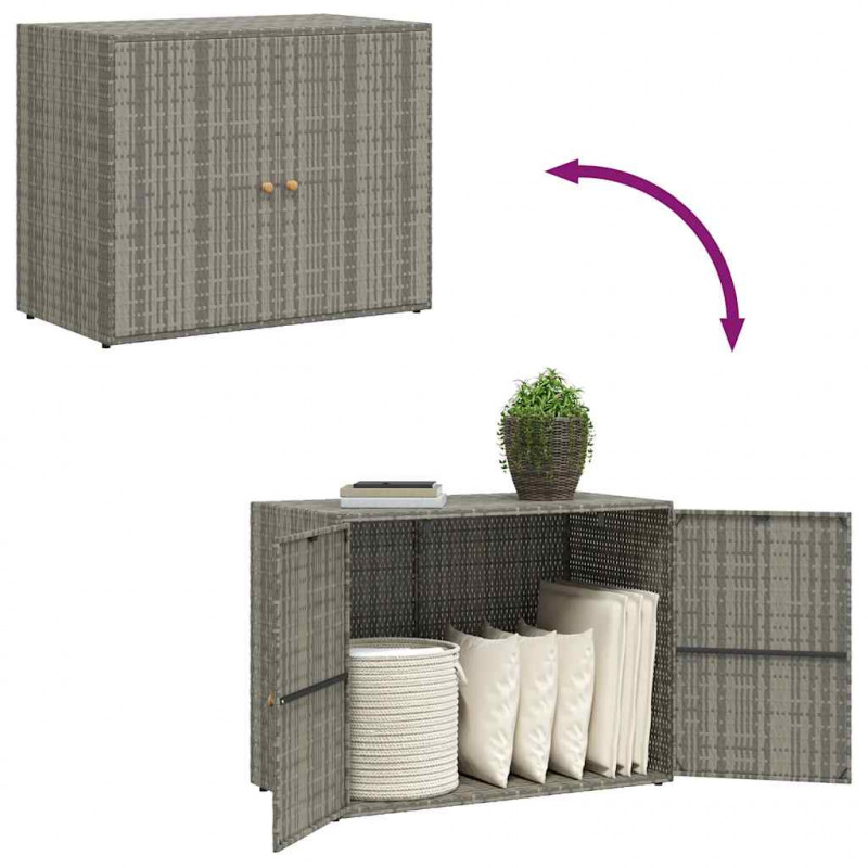 Szafka ogrodowa, szara, 100x55,5x80 cm, rattan PE