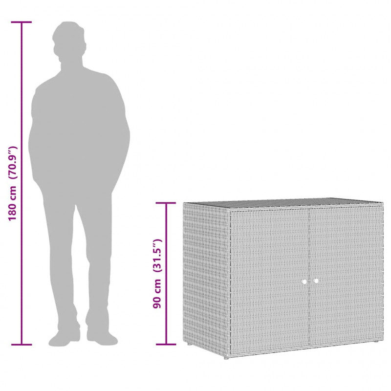 Szafka ogrodowa, szara, 100x55,5x80 cm, rattan PE