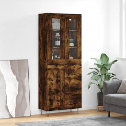 Witrynka przydymiony dąb 69,5x34x180 cm materiał drewnopochodny